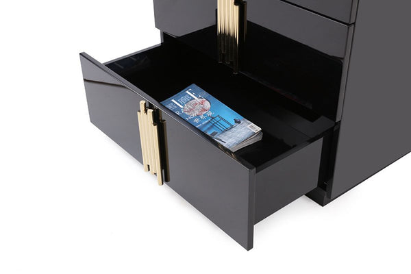 Modrest Token - Sleek Modern Chest with High Gloss Finish and Stainless Steel Handles for Storage