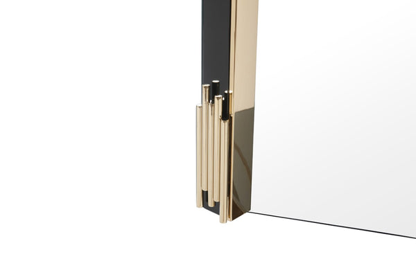 VIG Furniture Token Modern Black & Gold Mirror — Sleek 32X43" Rectangular High-Gloss Frame With Champagne Gold Accents VGVCJ815-M