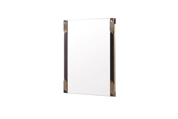 VIG Furniture Token Modern Black & Gold Mirror — Sleek 32X43" Rectangular High-Gloss Frame With Champagne Gold Accents VGVCJ815-M