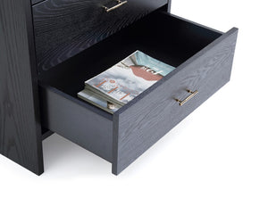 VIG Furniture Wales Smoked Ash Chest Of Drawers With 5 Soft-Close Drawers, Brass Accents, Tall Space-Saving Design VGVCJ8910-5H