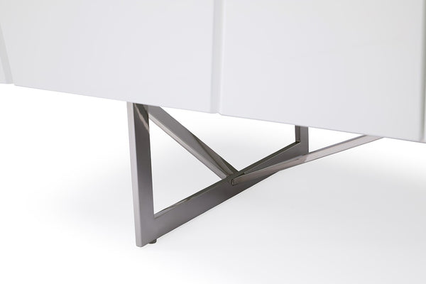 VIG Furniture Chrysler High-Gloss White Dresser With 6 Quiet-Close Drawers, Diagonal Cutouts & Hairpin Legs VGVCJ8978-D-WHT