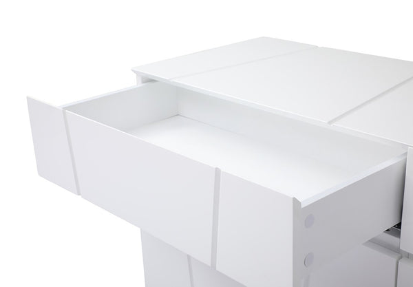 VIG Furniture Chrysler High-Gloss White Dresser With 6 Quiet-Close Drawers, Diagonal Cutouts & Hairpin Legs VGVCJ8978-D-WHT