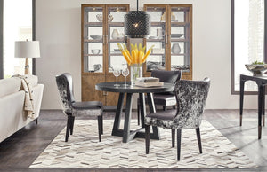 Hooker Furniture Chapman Charred Black Shou Sugi Ban Petite Round Dining Table — Sculptural, Textured, Seats 6 6033-75201-99