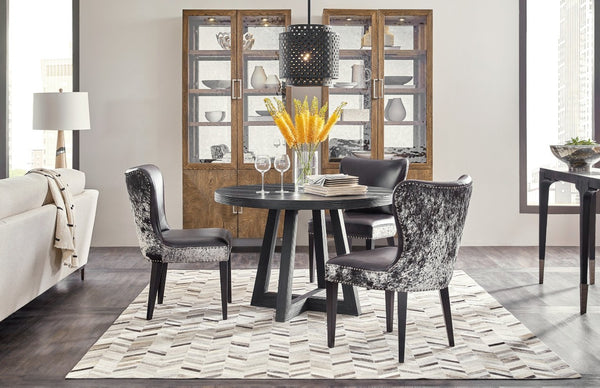 Hooker Furniture Chapman Charred Black Shou Sugi Ban Petite Round Dining Table — Sculptural, Textured, Seats 6 6033-75201-99