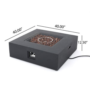English Elm 50000 Btu Square Mgo Concrete Propane Fire Table for Outdoor Patio Entertaining 59241.00-50K