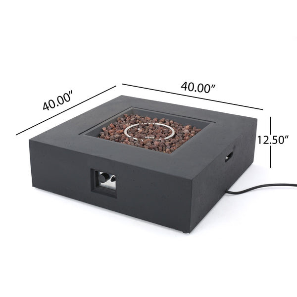 English Elm 50000 Btu Square Mgo Concrete Propane Fire Table for Outdoor Patio Entertaining 59241.00-50K