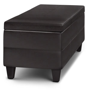 English Elm Avalon Lift Top Rectangular Ottoman - Tanners Brown Vegan Leather With Hidden Storage & Style B136P158648