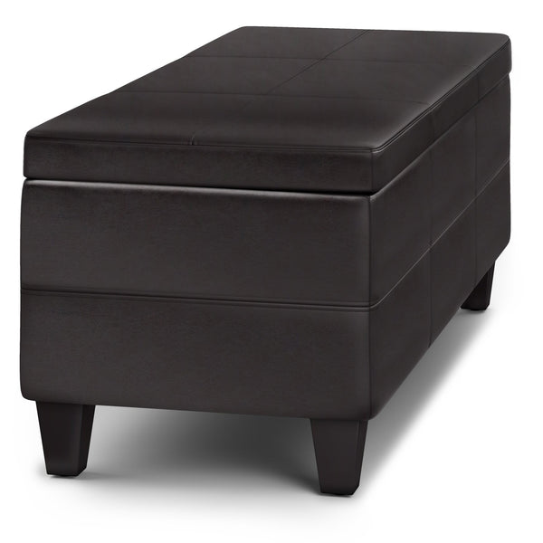 English Elm Avalon Lift Top Rectangular Ottoman - Tanners Brown Vegan Leather With Hidden Storage & Style B136P158648