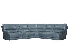 Parker House Parker Living Whitman - Verona Azure - Powered By Freemotion 6 Piece Modular Power Reclining Sectional with Power Adjustable Headrests Verona Azure Top Grain Leather with Match (X) MWHI-PACKA(H)-P50-VAZ