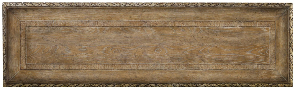 Hooker Furniture Melange Lyre-Base Console Table With Gold-Tipped Accents, Solana Light Caramel Finish, 48"W 5491-85001