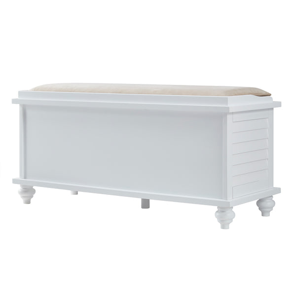 Homelegance By Top-Line Margot Velvet Cushion Storage Bench White Wood