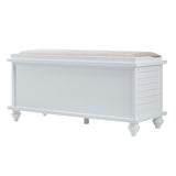 Homelegance By Top-Line Margot Velvet Cushion Storage Bench White Wood