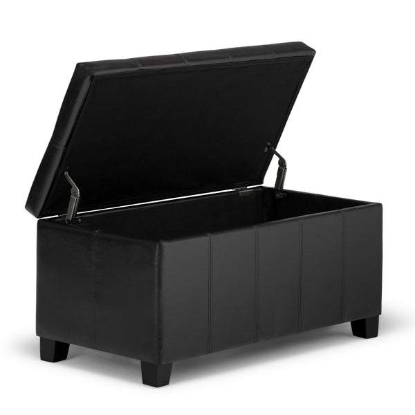English Elm Dover Storage Ottoman Bench - Stylish Midnight Black Faux Leather With Hidden Storage & Comfort B136P159033