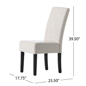 English Elm Carter Ivory Bonded Leather Tufted Dining Chairs Set of Two with Espresso Legs 54274.00IVY