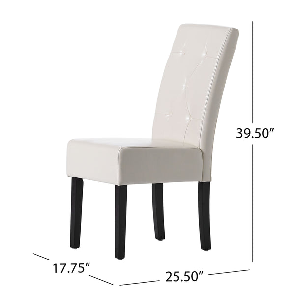English Elm Carter Ivory Bonded Leather Tufted Dining Chairs Set of Two with Espresso Legs 54274.00IVY
