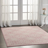 Nourison Jubilant JUB06 Machine Made Power-loomed Narrow Border Indoor Only Farmhouse Contemporary Rug Ivory Pink, Ivory Pink 100% Polypropylene 99446478559