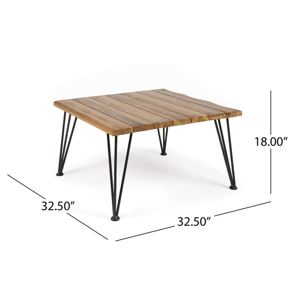 English Elm Christopher Knight Home® - ZION Teak Industrial Wood & Metal Coffee Table - Outdoor-Treated Acacia Top on Iron Frame, Sturdy Finish 62981.00