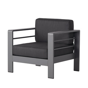 English Elm Cape Coral Aluminum Slat Club Chair Resort Style Patio Seat with Thick Cushions 56347.00GRY