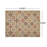 Christopher Knight Home® - Noble House - Degarmo Outdoor 7'10" X 10' Medallion Area Rug, Ivory and Multi