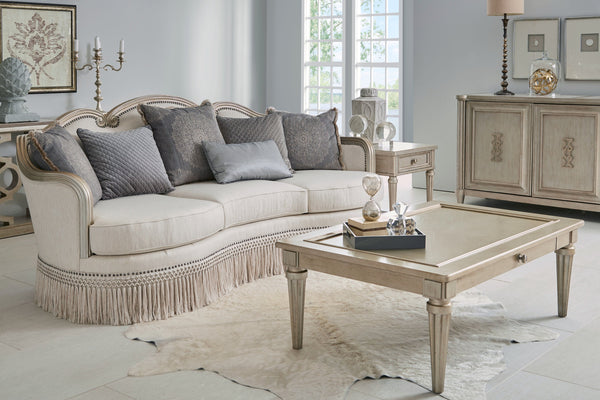 A.R.T. Furniture Morrissey Kirke Cocktail Table - Elegant Transitional Design With Storage Drawer And Fluted Legs Silver, Silver Parawood Solids,Primavera Veneers 218300-2727