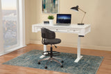 Boca Power Lift L Shape Desk with File and Bookcase Cottage White BOC-5PC-LIFT-LDESK-F-BK Parker House