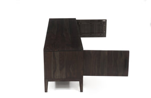 Porter Designs Porter Fall River Solid Sheesham Wood Tv Stand - Contemporary Chic Design In Black Walnut Finish Gray Wood 06-117-03-4421
