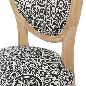 English Elm Kd French Country Rubberwood Dining Chairs Fluted Legs Padded Seat Set of 2 Black White 60352.00BWHI