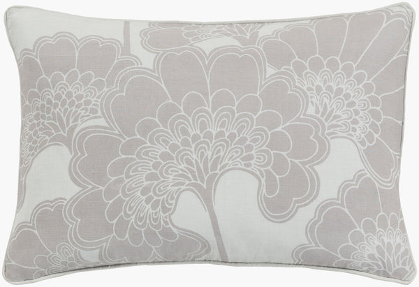 Surya Japanese Floral Lumbar Pillow 13"L X 20"W – Elegant Cotton & Linen Accent For Home Décor Medium Gray Linen,Cotton Ja003-1320p