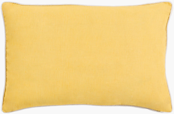 Surya Japanese Floral Pillow - 18"X18" Elegant Accent Cushion For Home Decor, Cotton-linen Blend, Easy Care Yellow Linen,Cotton Ja005-1818p