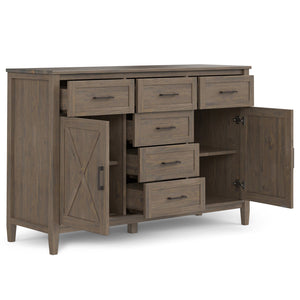 English Elm Ela Sideboard - Handcrafted Smoky Brown Storage Cabinet With Transitional Shaker Style Design B136P158602