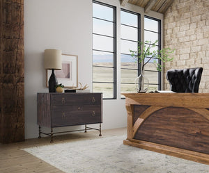 Hooker Furniture Big Sky Lateral File Cabinet Charred Timber Rustic Pecky Hickory 2-Drawer Locking File Cabinet, 38"W 6700-10466-98