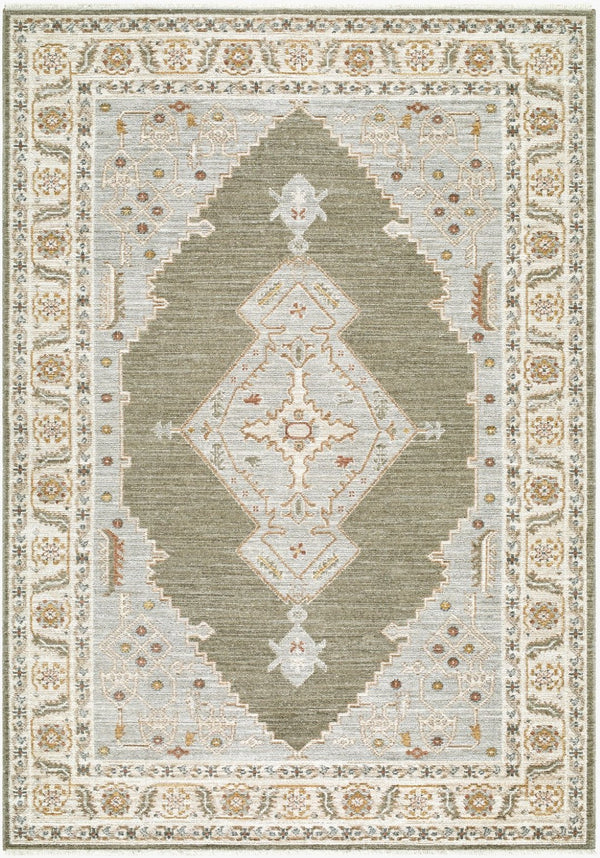 Livabliss Jane Medallion Area Rug Turkish Woven Polyester with Fringe for Living Room Bedroom Rust, Charcoal 6'7" x 9' JAA2306-679
