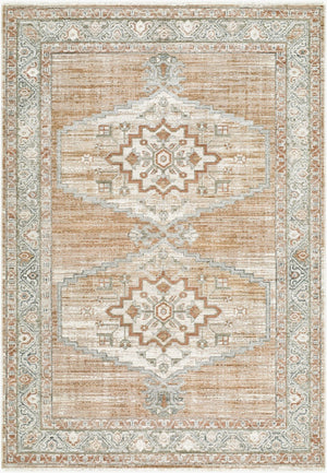 Livabliss Jane Machine Woven Polyester Area Rug with Fringe Border for Living Room Entryway Rust, White 5'3" x 7' JAA2307-575