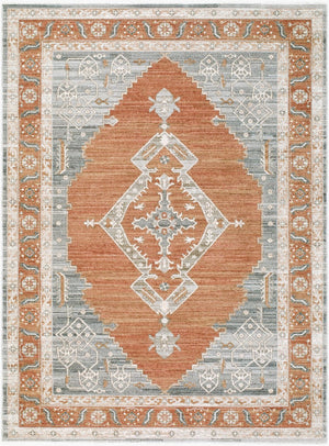 Livabliss Jane Turkish Woven Polyester Area Rug with Fringe Traditional Pattern for Living Rooms Olive, Light Gr 6'7" x 9' JAA2308-679