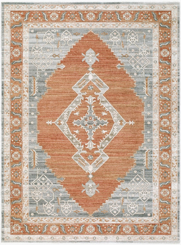 Livabliss Jane Turkish Woven Polyester Area Rug with Fringe Traditional Pattern for Living Rooms Olive, Light Gr 6'7" x 9' JAA2308-679