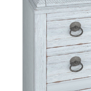 A.R.T. Furniture Summer Elegance Drawer Chest - Shutter Blue Flakey Oak, 8 Drawers With Secret Compartment & Chevron Design Blue Flakey Cathedral Oak Veneer,Parawood Solids 251150-1361