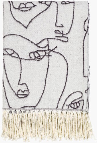 Surya Jacquie Cozy Rustic Throw Blanket | 50"W X 60"L | Durable Woven Design For Charming Decor Charcoal Cotton,Acrylic,Cotton,Acrylic Jac1000-5060