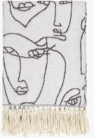 Surya Jacquie Cozy Rustic Throw Blanket | 50"W X 60"L | Durable Woven Design For Charming Decor Black Cotton,Acrylic,Cotton,Acrylic Jac1001-5060