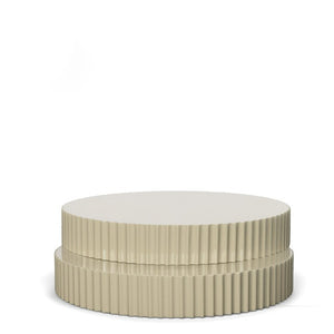 VIG Furniture Jacinto Sculptural Round Coffee Table In Glossy Taupe-Grey With Fluted Detail & Durable Mdf Finish VGOD-LZ-285C-L