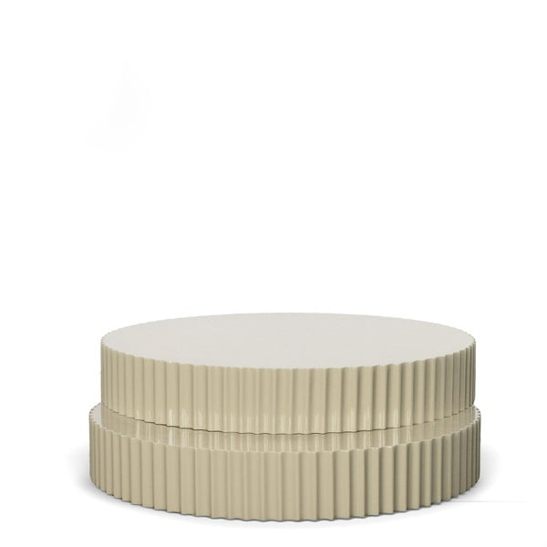 VIG Furniture Jacinto Sculptural Round Coffee Table In Glossy Taupe-Grey With Fluted Detail & Durable Mdf Finish VGOD-LZ-285C-L