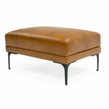 VIG Furniture Divani Casa Jacoba - Modern Camel Leather Rectangular Ottoman VGKK-KF-2620-ROT-CML