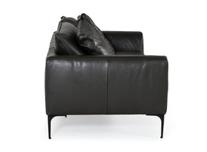 VIG Furniture Jacoba Dark Grey Leather Sofa With Tuxedo Arms, Black Metal Legs, Luxurious Cushioned Comfort VGKKKF2620-DKGRY-S-3