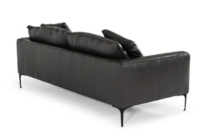 VIG Furniture Jacoba Dark Grey Leather Sofa With Tuxedo Arms, Black Metal Legs, Luxurious Cushioned Comfort VGKKKF2620-DKGRY-S-3