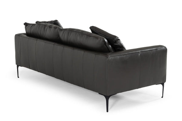 VIG Furniture Jacoba Dark Grey Leather Sofa With Tuxedo Arms, Black Metal Legs, Luxurious Cushioned Comfort VGKKKF2620-DKGRY-S-3