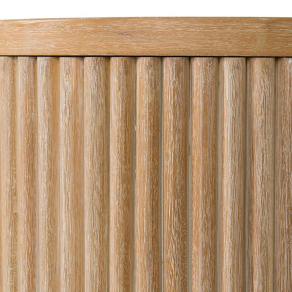 VIG Furniture Jacobson Modern Natural Acacia Console Table With Rounded Oval Top, Fluted Panels & Open Shelf (59.1") VGWD-LYO-LT2