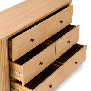 VIG Furniture Jacobson Modern Natural Acacia 6-Drawer Dresser — Solid Acacia Grain, Matte Black Hardware, Fully Assembled VGWD-LYO-DR06