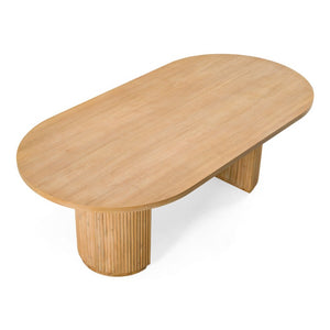 VIG Furniture Jacobson Natural Acacia Oval Dining Table For 8 — Double Pedestal, Solid+Manufactured Wood, Rustic Grain Finish VGWD-LYO-DT22