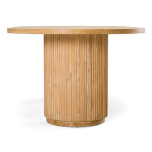 VIG Furniture Jacobson Natural Acacia Oval Dining Table For 8 — Double Pedestal, Solid+Manufactured Wood, Rustic Grain Finish VGWD-LYO-DT22