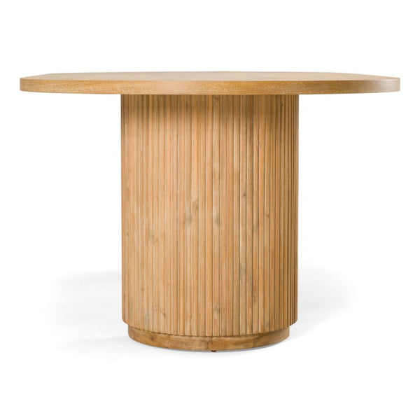 VIG Furniture Jacobson Natural Acacia Oval Dining Table For 8 — Double Pedestal, Solid+Manufactured Wood, Rustic Grain Finish VGWD-LYO-DT22