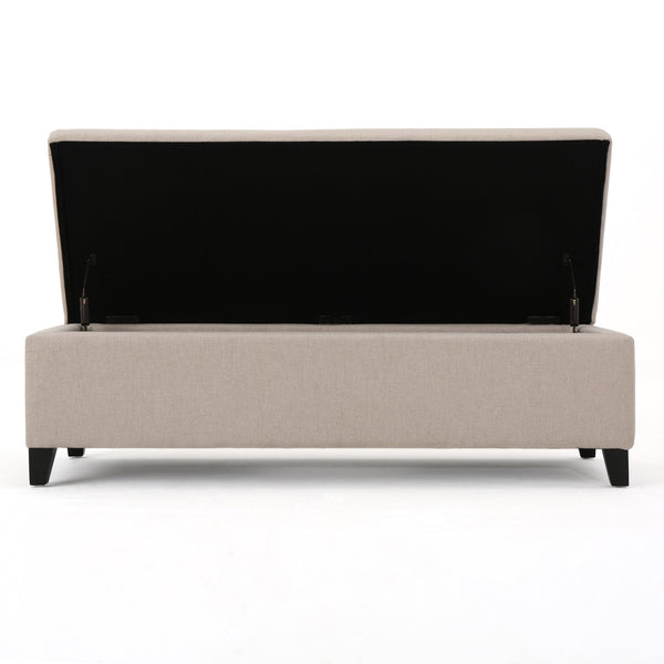 English Elm Hartford Upholstered Storage Ottoman Bench with Birch Legs for Living Room 73766.00FWHEAT